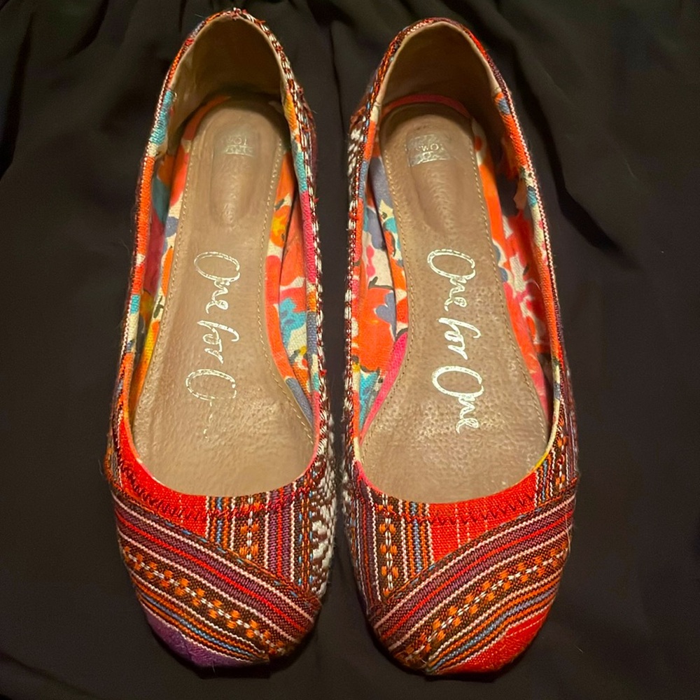 TOMS One for One Alessandra Burlap Ballet Flats, Size 7, Multicoloured